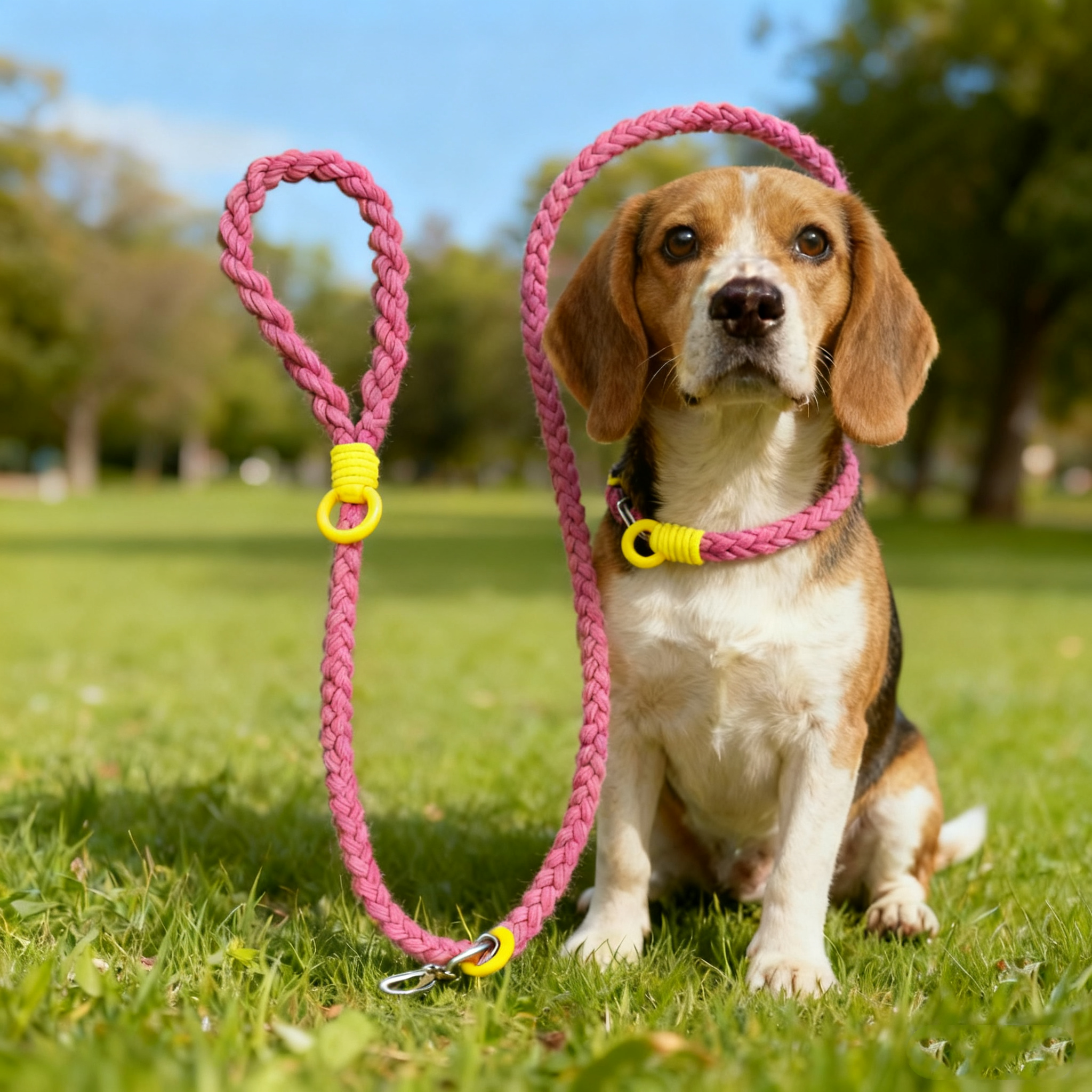 Eco-Friendly Handmade Pet Leash | Natural Cotton Rope Design DIY Flower