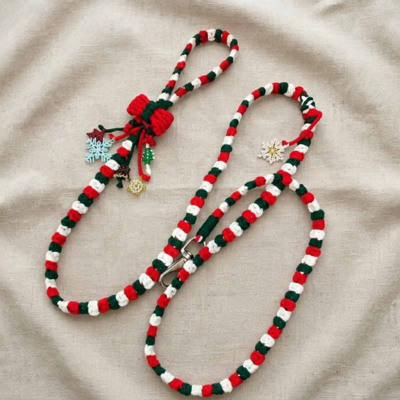 Handmade Christmas Dog Leash | Festive Braided Lead