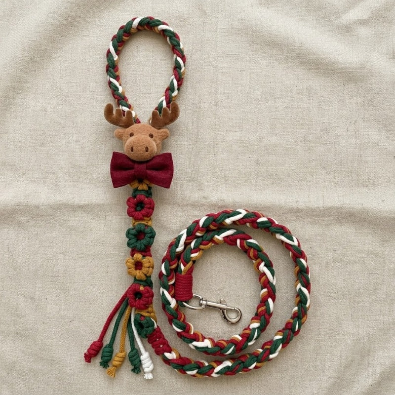 Handmade Christmas Dog Leash | Festive Braided Lead