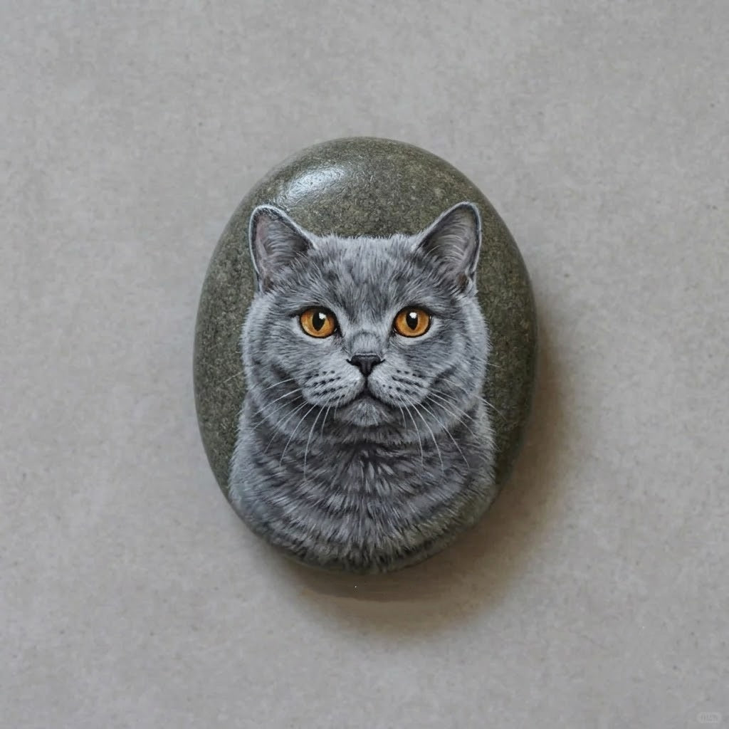 Custom Hand-Painted Pet Portrait on Natural Stone
