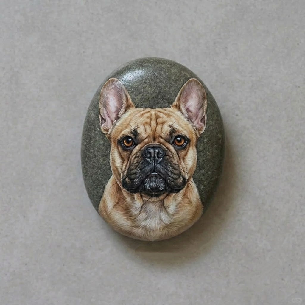 Custom Hand-Painted Pet Portrait on Natural Stone
