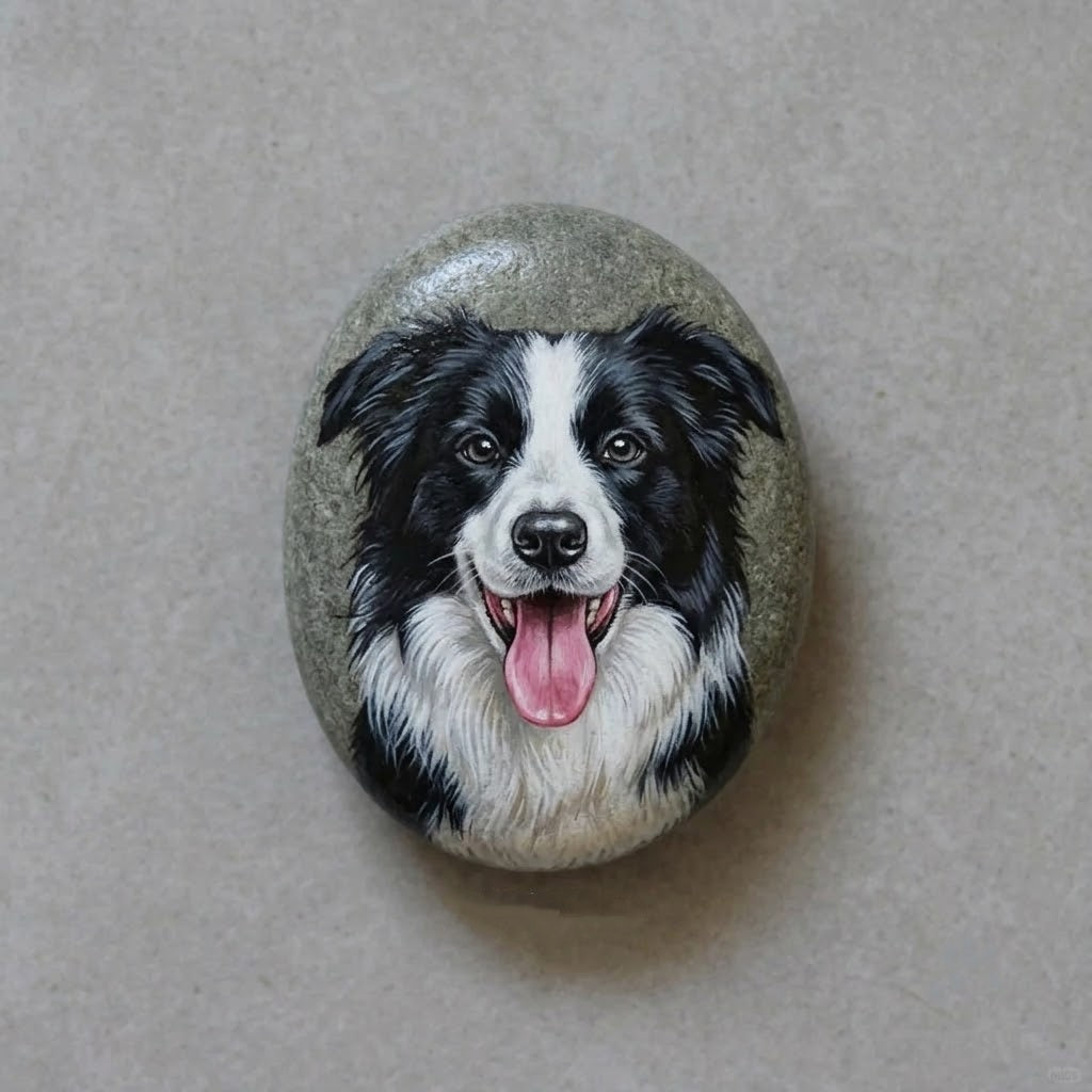 Custom Hand-Painted Pet Portrait on Natural Stone