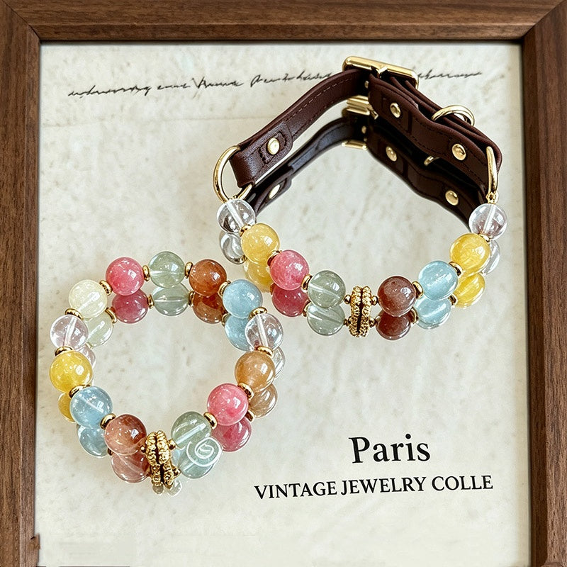 Healing Crystal Pet Collar Custom & Matching Owner Bracelet