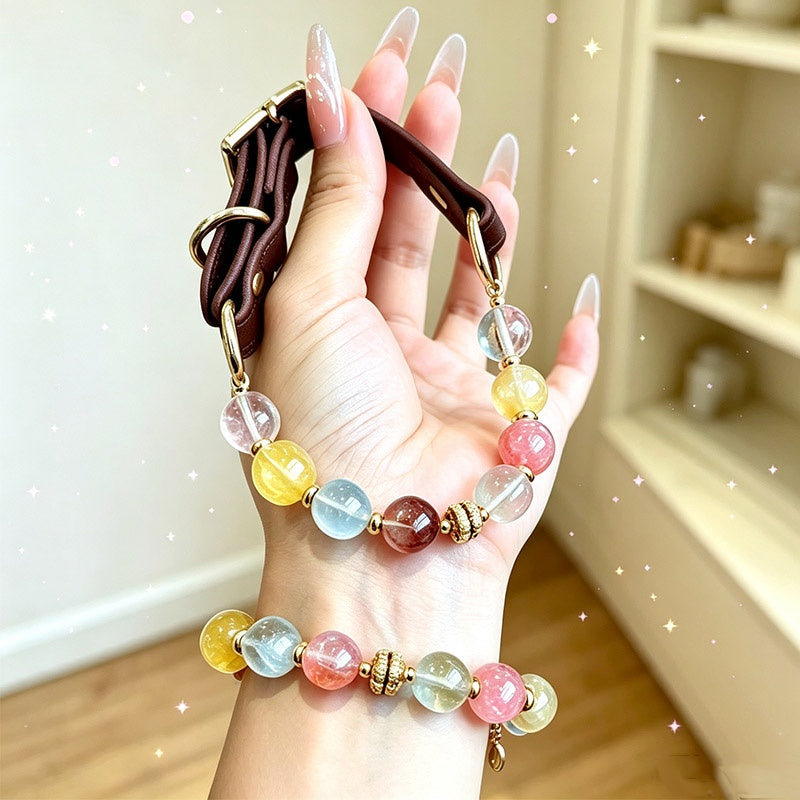 Healing Crystal Pet Collar Custom & Matching Owner Bracelet