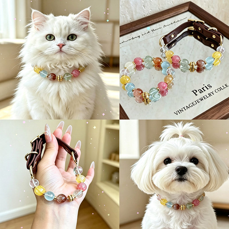 Healing Crystal Pet Collar Custom & Matching Owner Bracelet