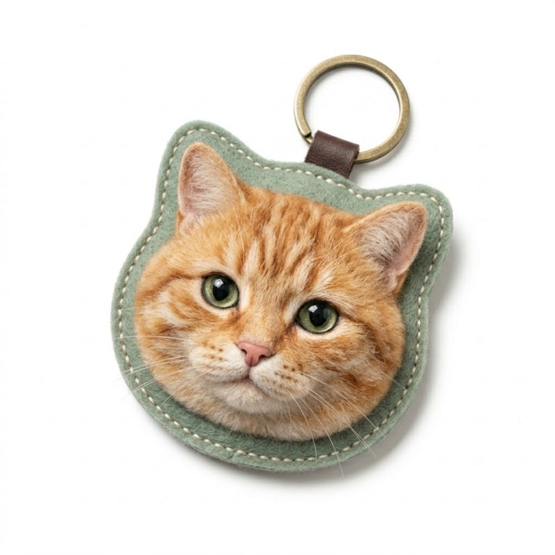 Custom Cat Wool Felt Keychain | Tangible Comfort Memorial Gift