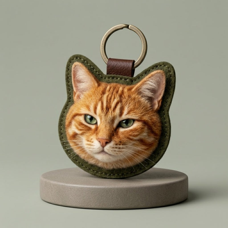 Custom Cat Wool Felt Keychain | Tangible Comfort Memorial Gift