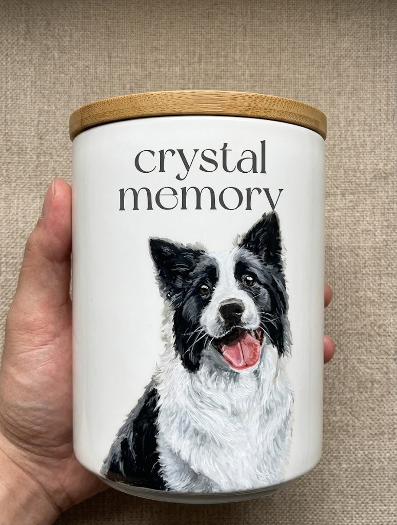 Custom Pet Urn with Hand-Painted Portrait | Personalized Ceramic Dog Cremation Urn
