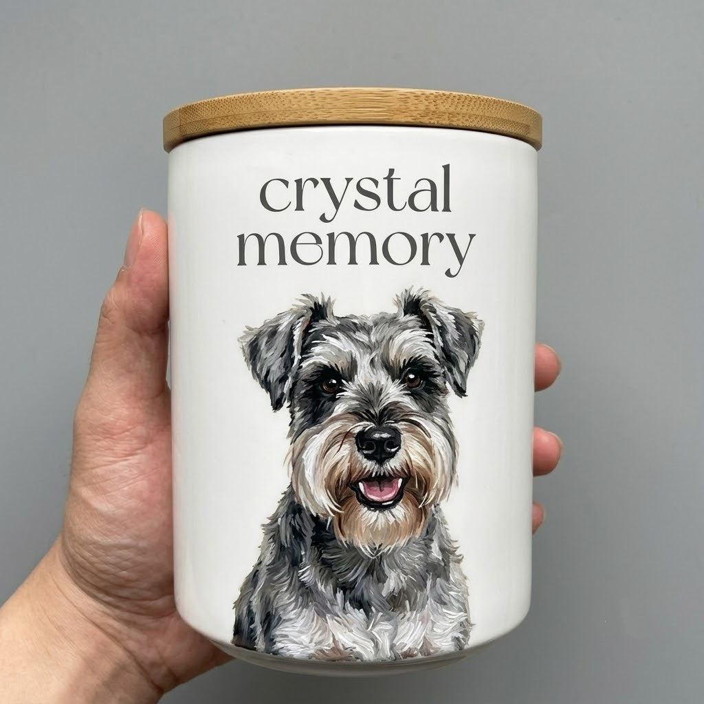 Custom Pet Urn with Hand-Painted Portrait | Personalized Ceramic Dog Cremation Urn