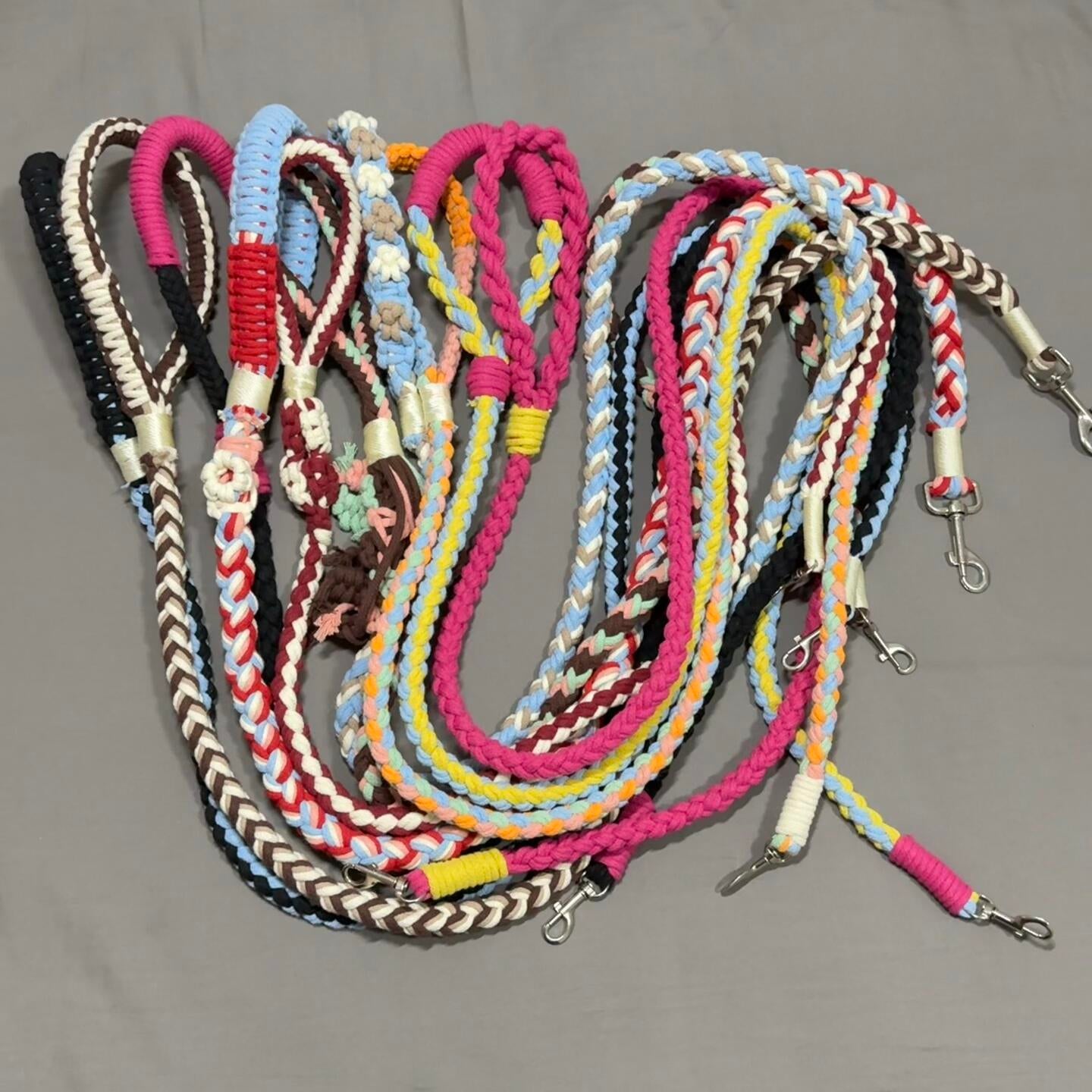 Dog Gift Macrame Handmade Collar and Leash Set (Pink)