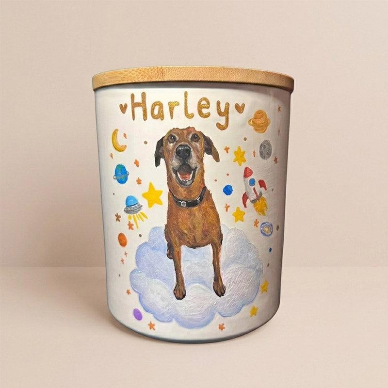 Custom Hand-Painted Pet Portrait Memorial Urn – Personalized Cremation Jar